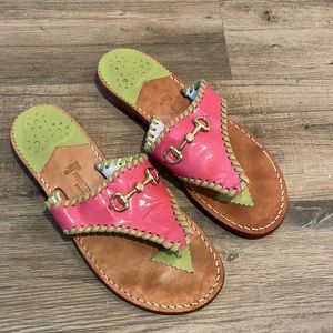 Pink and Green Stephen Bonanno Horsebit Sandals